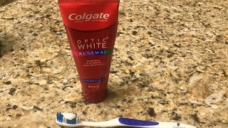 Colgate Optic White Renewal Toothpaste Review [upl. by Kehoe]