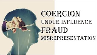 Coercion Undue Influence Fraud Misrepresentation  Indian Contract Act 1872  Law Guru [upl. by Siana]