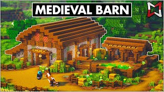 Minecraft ► Medieval Barn With Animal Stables Tutorial EASY [upl. by Phene]