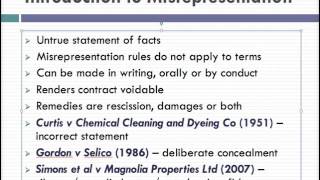 Misrepresentation Lecture 1 of 4 [upl. by Brandon]